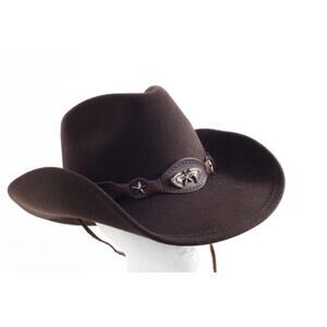 Vintage Black Bart Wool Felt Eagle One Brown Cowboy Hat Western Size L